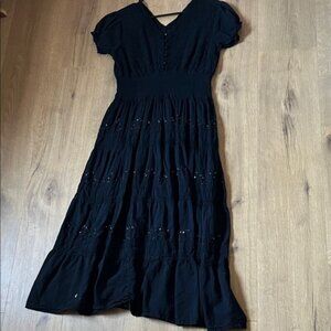 Signature Black Midi Dress With Embellishments